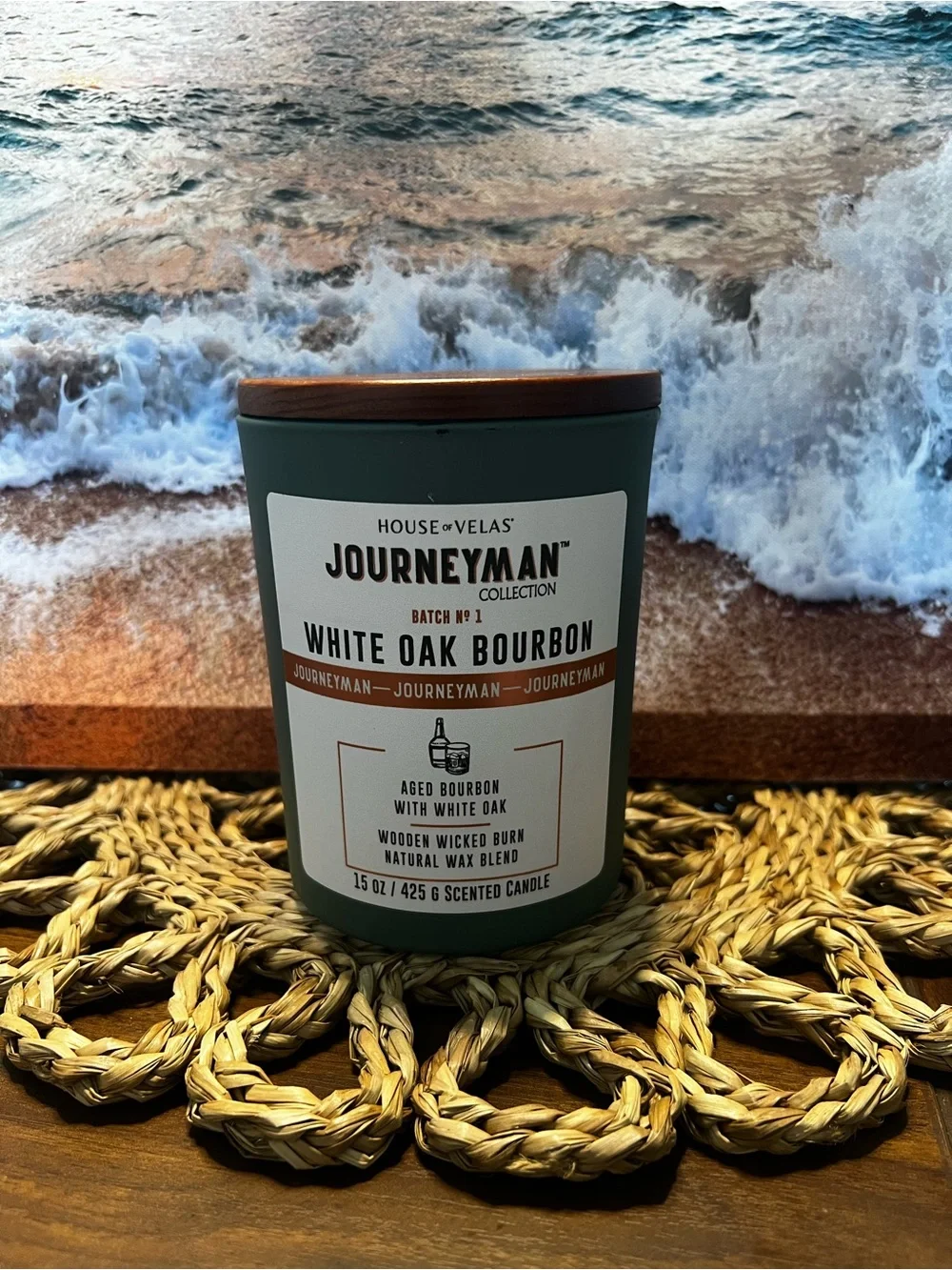 Journeyman White Oak Bourbon Scented Candle - Green